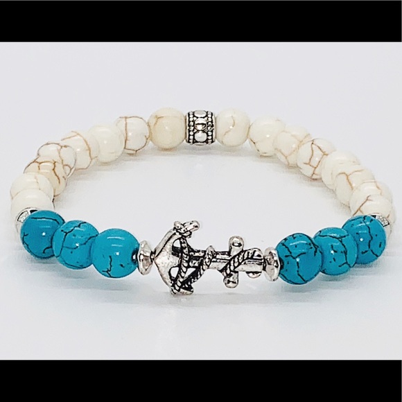 Turquoise and white turquoise with anchor - Picture 2 of 3